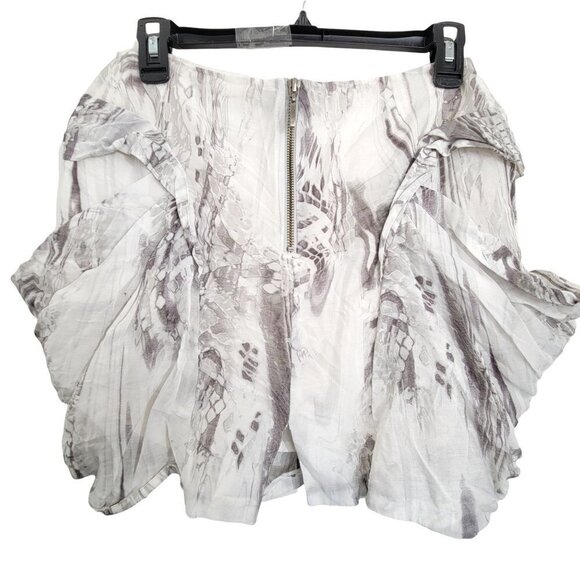 L.A.M.B. Gwen Stefani Gray White Marble Print Pocket Silk Drape Mini Skirt Sz 2 - Picture 4 of 12